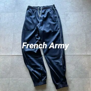 00s 실물 데드스탁 프랑스군 트랙 팬츠 네이비 x 화이트 라인 180