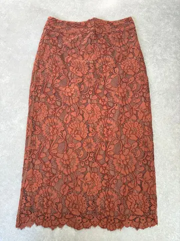오렌지 레이스 타이트 스커트