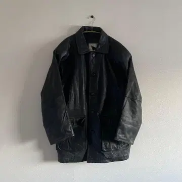 양가죽 90s 빈티지 페이드 가죽 롱 카 코트 가죽 재킷