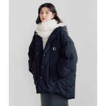 COCO DEAL 후드 부착 오버 다운 코트 카키 사이즈 2