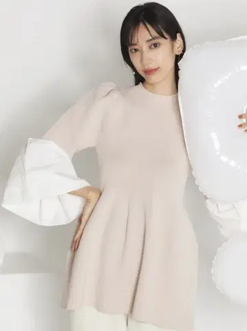 CELFORD 페플럼 니트 콤비 풀오버