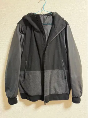 THE SHOP TK/후드 부착 블랙 그레이 점퍼 XL