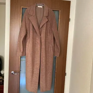 울 혼방 라이트 브라운 롱 코트