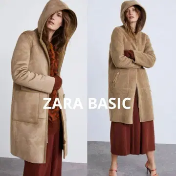 [ 새상품급 ] ZARA*페이크 스웨이드 무스탕 보아 리버서블 롱 코트