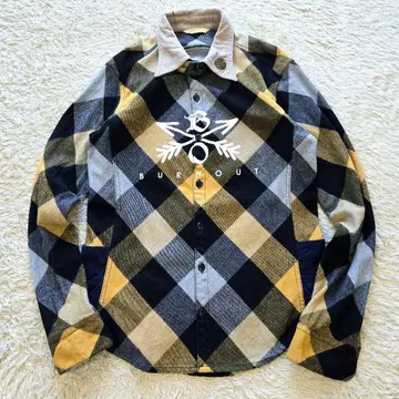 번아웃 크로스 애로우 체크 셔츠
