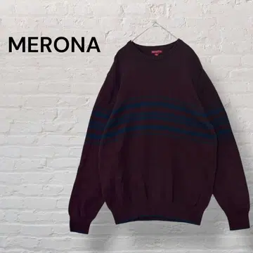 MERONA 코튼 니트 보르도 x 네이비 L USA 구제 의류