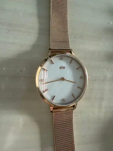 ete 손목시계 화이트 다이얼 골드 메쉬