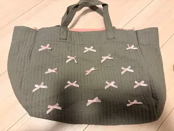 리본 장식 그레이 핑크 마더백 새상품급