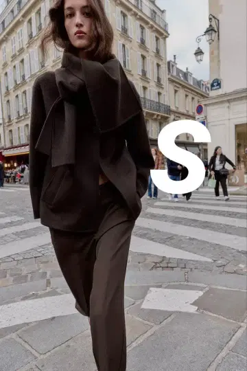 ZARA 자라 울 숏 스카프 코트 S