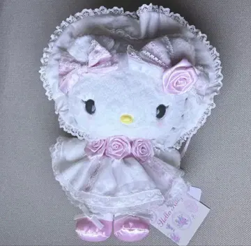 화이트 프릴 헬로키티 봉제 인형 산리오