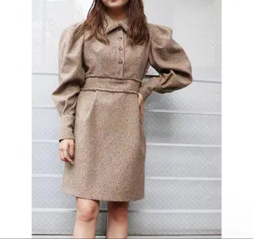 트위드 파워 숄더 원피스 2 (M) MURUA 브라운