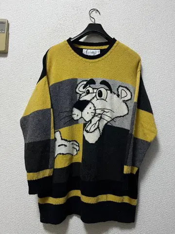 90s 까스텔바작 x 핑크 팬서 울 니트 스웨터 / 44 그레이