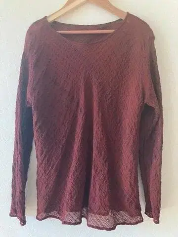 요건 레일 V넥 블라우스 긴팔 실크 린넨 주름 가공 자수