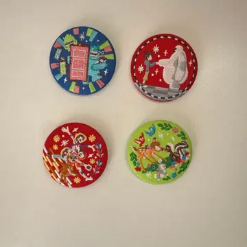 디즈니 자수 캔뱃지 4개 세트