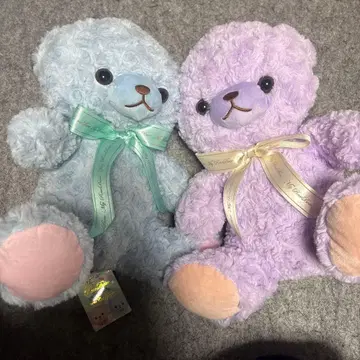 마이 로즈 베어 봉제 인형 스카이블루 보라색