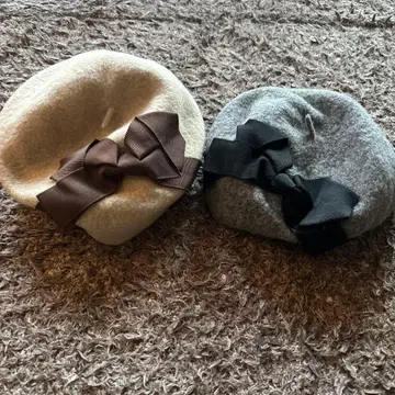 anatelier 리본 포함 울 혼방 베레모 2종 세트