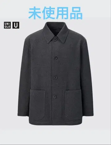 유니클로 U 울 블렌드 셔츠 자켓 [다크 그레이] S