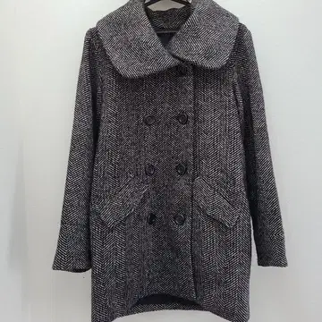 헤링본 무늬 더블 브레스트 코트