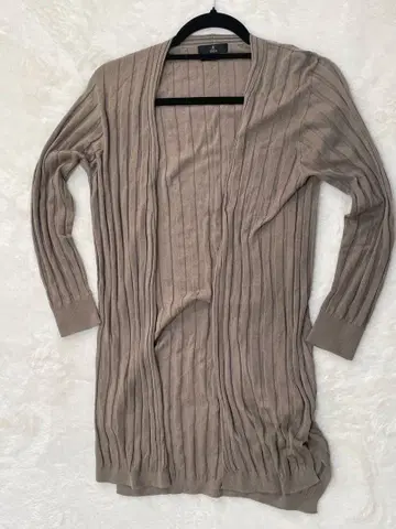 새상품급 INED 이네드 리브 롱 가디건 9호 M 브라운