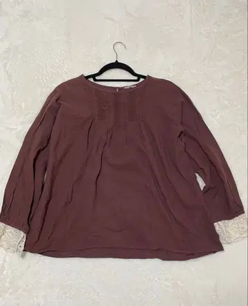 사만사 모스모스 소매 레이스 코튼 린넨 블라우스 브라운 F 면린넨 SM2