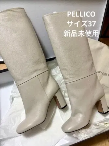 펠리코 가죽 롱 부츠 베이지 화이트 하이힐