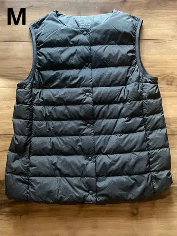 새상품급 무인양품 경량 다운 노카라 베스트 (정전기 방지 안감) M 블랙