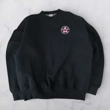 90s 프룻 오브 더 룸 맨투맨 블랙 USA제 벚꽃 자수 샌프란시스코