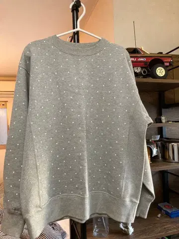 BEAMS 그레이 도트 무늬 맨투맨 M