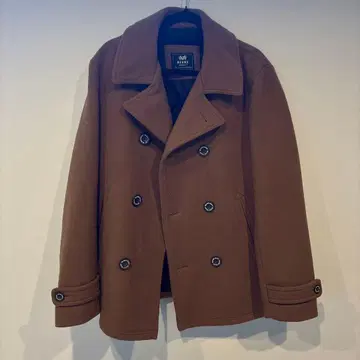 BEAMS HEART 브라운 더블 브레스트 피 코트 XL