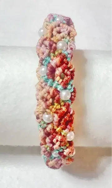 핸드메이드 마크라메 뜨기 펄 팔찌