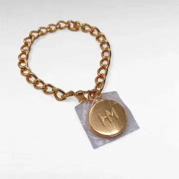 미사용 Hanae Mori 골드 팔찌 참 로고 모리 하나에