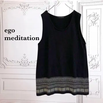 [ 에고메디테이션 ] 니트 튜닉 [ F ] 네이비 동양인 슬리브리스