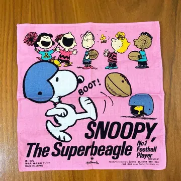 SNOOPY 풋볼 플레이어 패턴 손수건과 하트 무늬 손수건 레트로 미사용