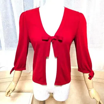 엠즈 그레이시 볼레로 스타일 가디건 38 소매 리본 빨간색