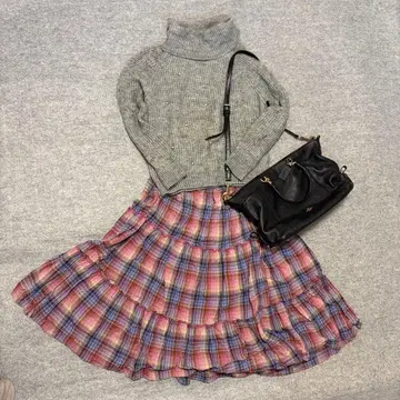 코디 세트 2점 내추럴 걸리시 니트 플레어 스커트