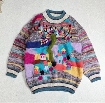 이탈리아제 오버 사이즈 자수 니트 스웨터