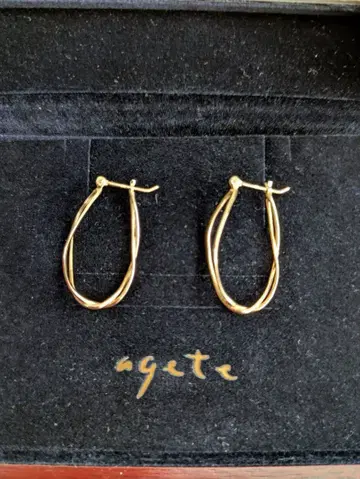 agete 귀걸이 K10 후프 귀걸이 빅 사이즈