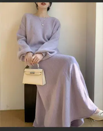 셋업 보트넥 드롭 숄더 니트 & 니트 롱 스커트