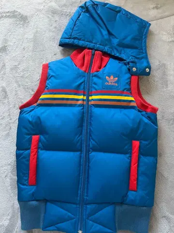 adidas 다운 베스트 파랑 스트라이프