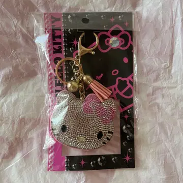헬로키티 반짝이는 가죽 키링 핑크 키티 갸루 일본 한정판