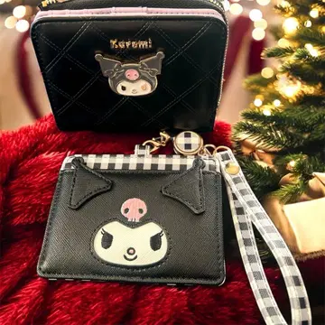 쿠로미 2단 접이식 지갑 & 릴 달린 패스 케이스 세트 새상품