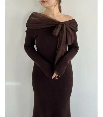 FRAY I.D 3way 리본 오프숄더 니트 원피스