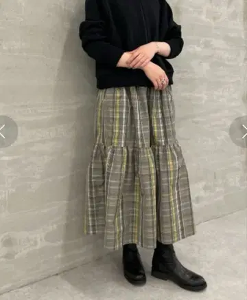 비어즐리 타프타 개더 스커트 체크 사이즈 0