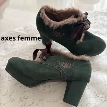 axes femme 엑시즈팜 퍼 자수 그린 부티