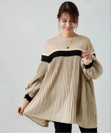 부즈루드 절개 니트 플리츠 풀오버