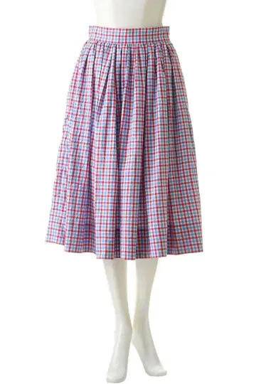 매디슨 블루 깅엄 체크 개더 스커트 M 02 새상품급 명품