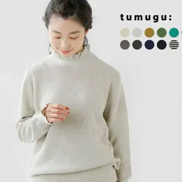 tumugu 코튼 랜덤 리브 니트