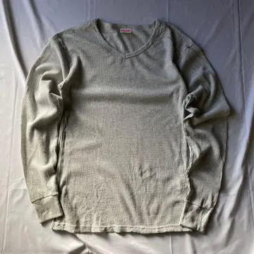 레어 00s 써멀 롱티 와플 원단 그런지 Y2K 구제 의류 L
