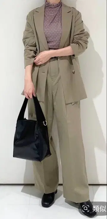 카키 더블 브레스트 자켓 셋업