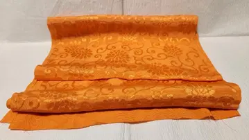 미사용 보관품 오비 장식 천 오렌지 국화 당초 문양
